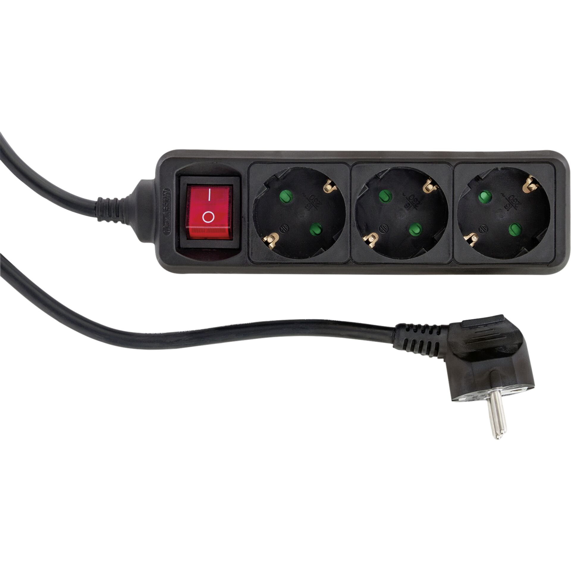 REV prdlz.kabel 3-fach 1,4 m cierna s prepinacom