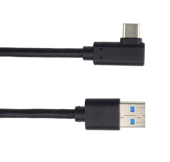 PREMIUMCORD Kabel USB typ C/M zahnutý konektor 90° - USB 3.0 A/M, 1m