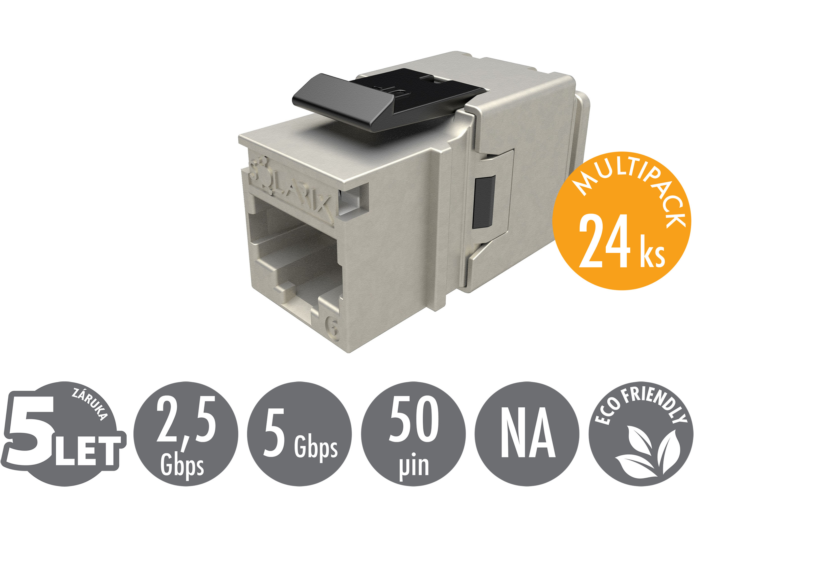 Solarix MULTIPACK 24 ks - rychlozařezávací keystone CAT6 STP RJ45 černý SXKJ-6-STP-BK-NA