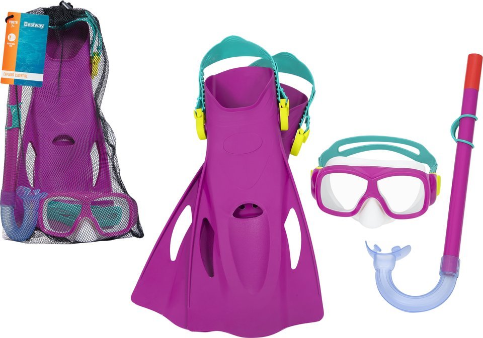 Súprava Bestway® 25019, Hydro-Swim Freestyle Snorkel, sada, šnorchlovacia, okuliare na potápanie s plutvami