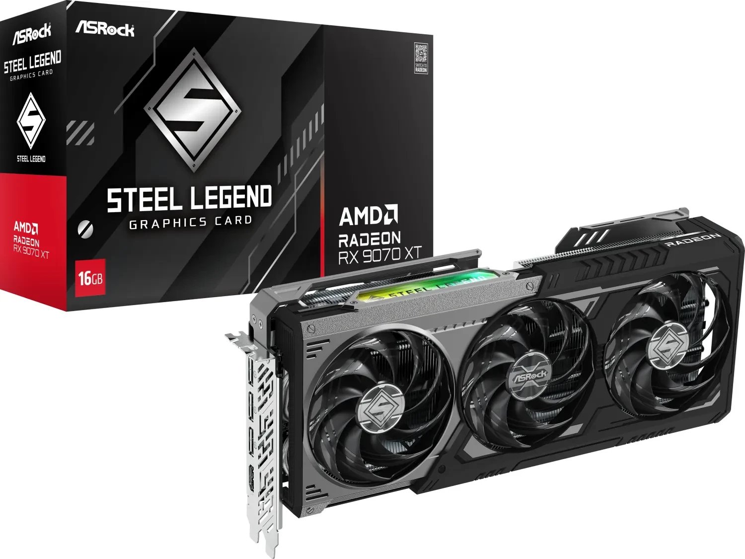 Grafická karta ASRock AMD Radeon™ RX 9070 XT Steel Legend Dark 16GB