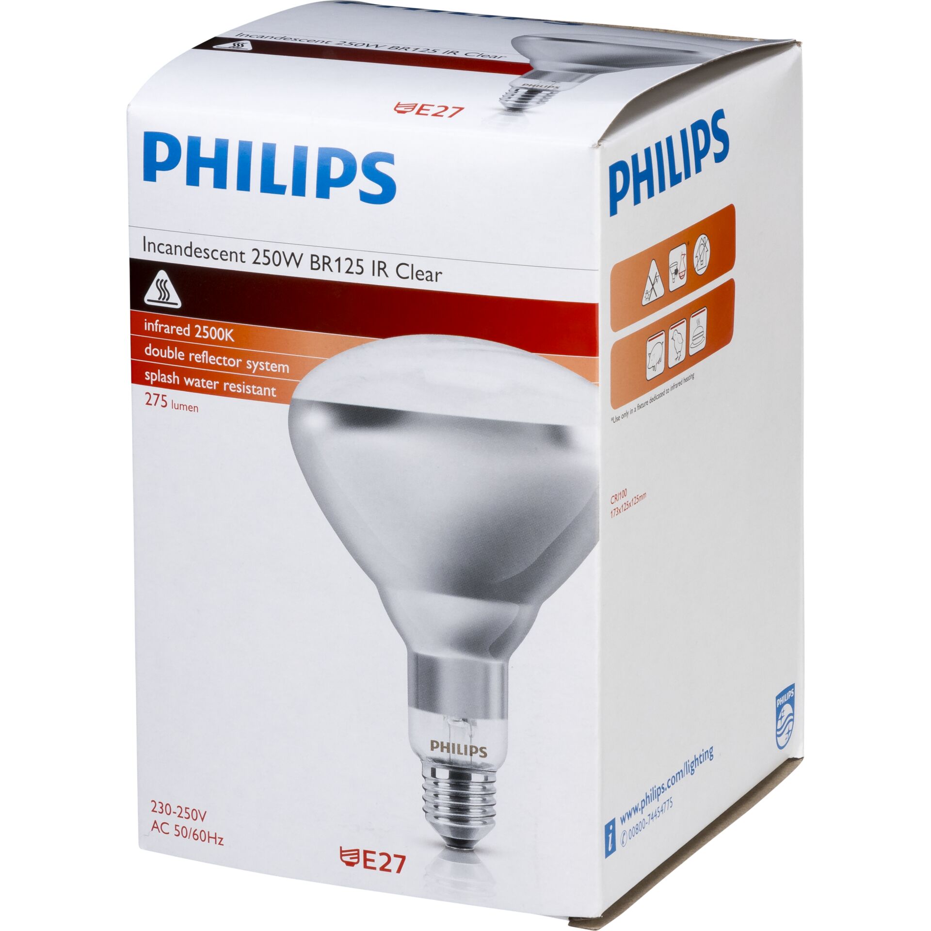 Philips Infrarot-LP. 240V-250W/E27 SAT/PHILI 2IR 250 C R125/240V 871150057523425