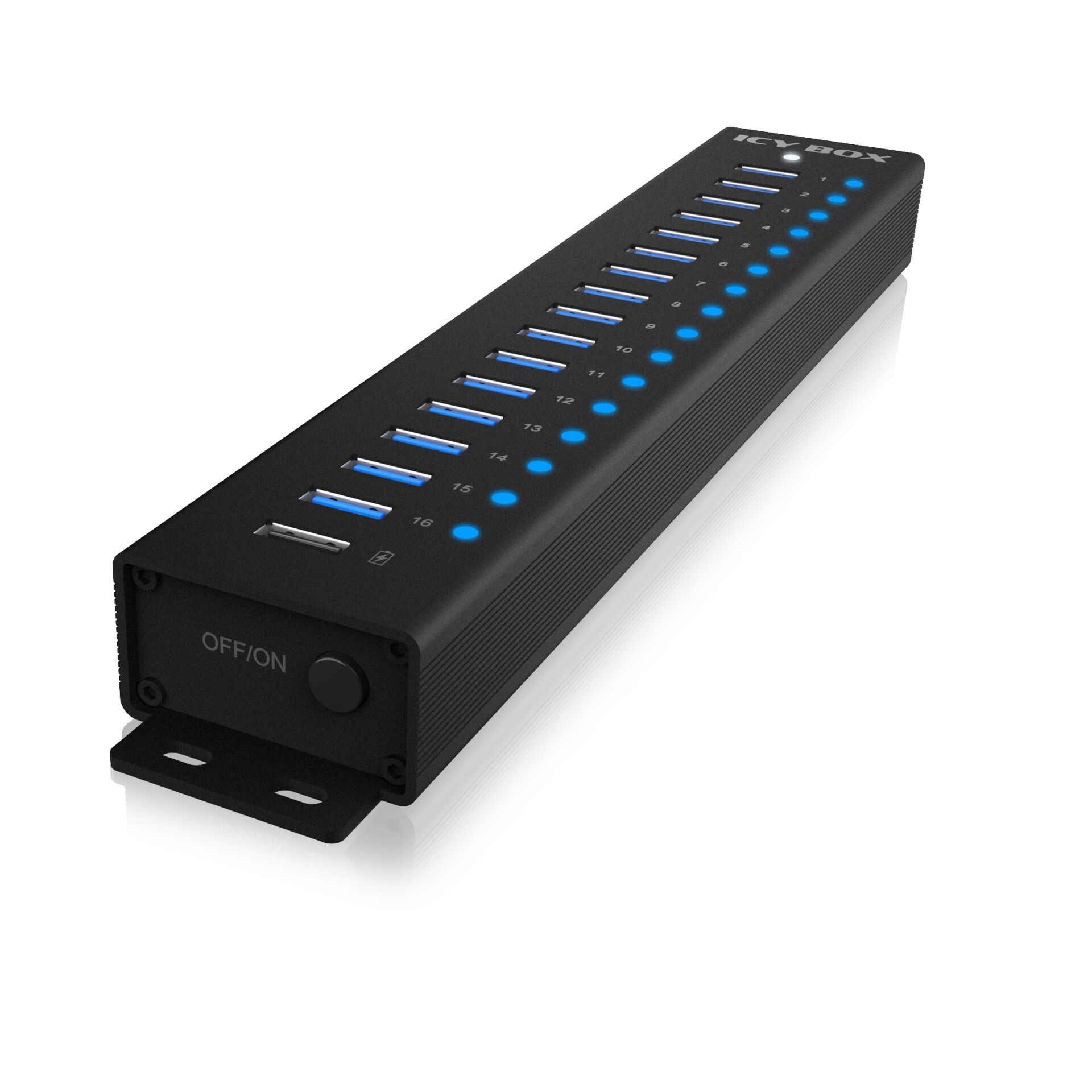 Hub IB-HUB1717 16+1 port USB HUB, 16x USB + 1x USB pro nabíjení, USB 3.2 Gen 1, napájení 96W