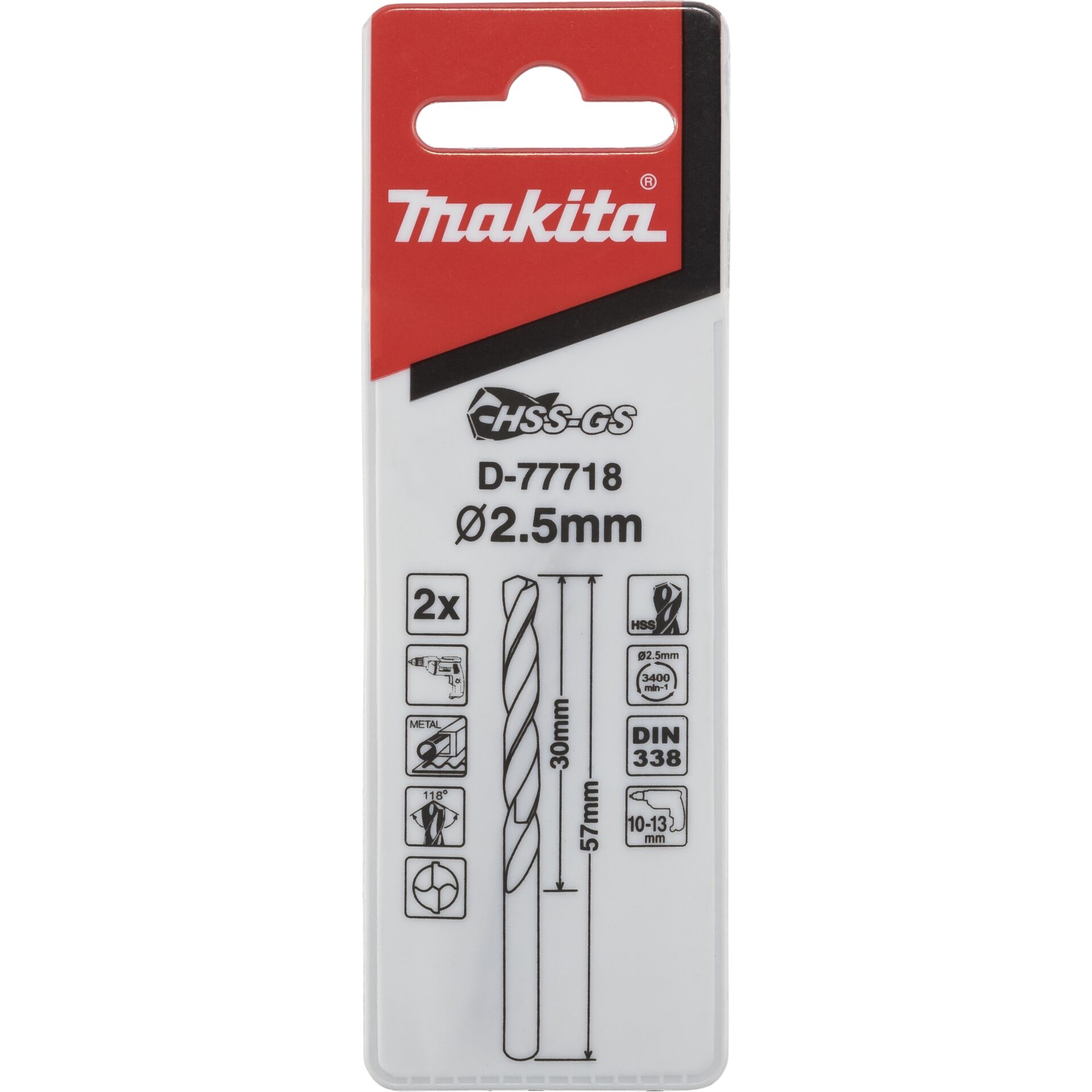 Makita Metallbohrer HSS-GS 2,5x57mm