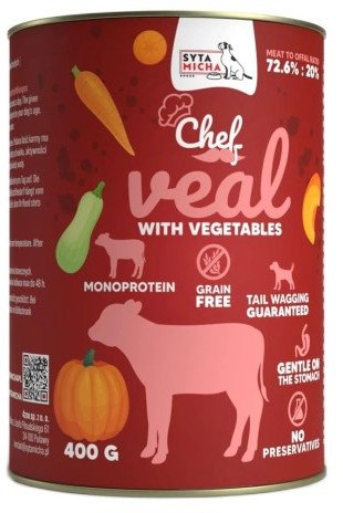 SYTA MICHA Chef Veal with vegetables - vlhké krmivo pro psy - 400g
