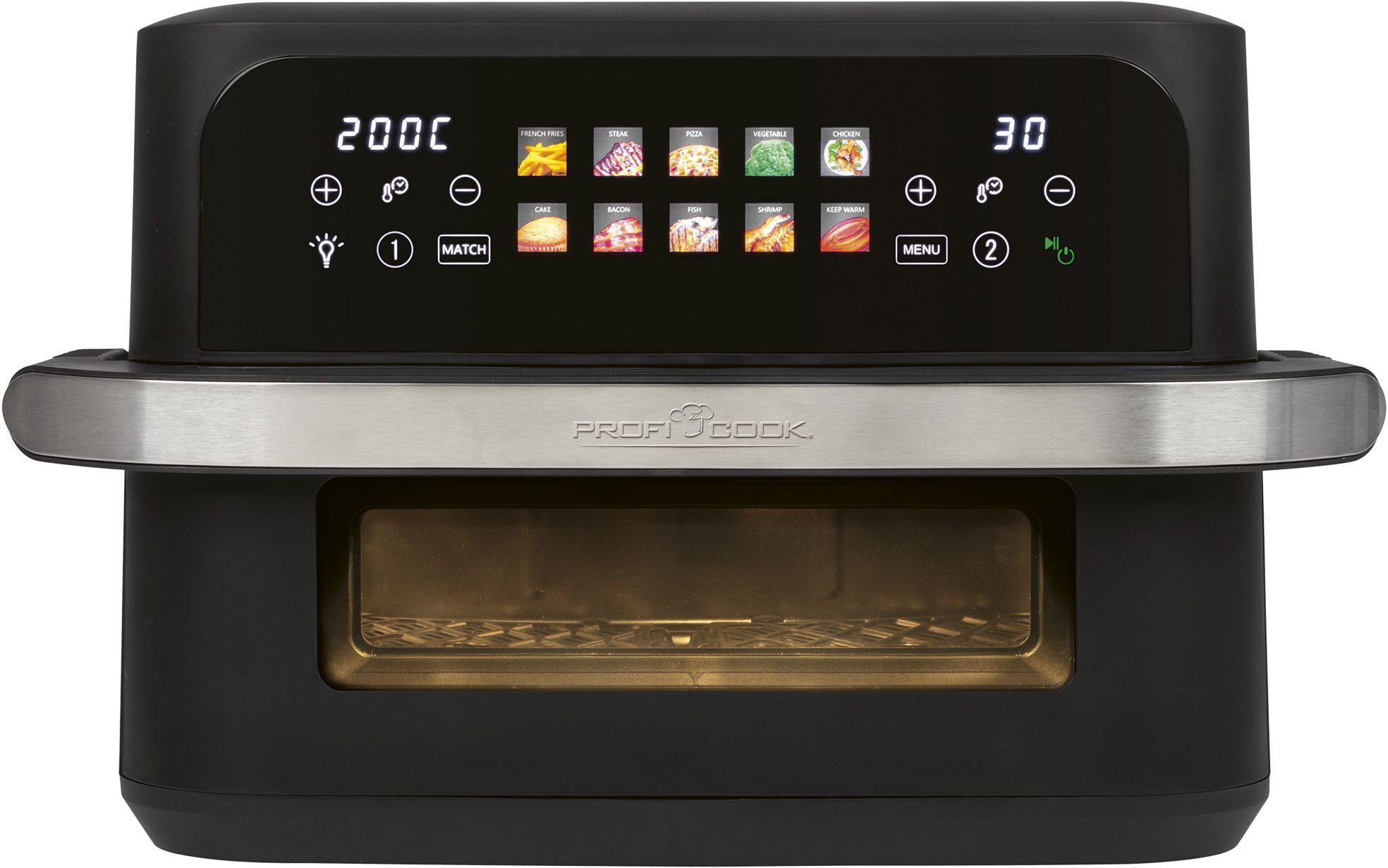 ProfiCook PC-FR 1313 H Dvojitý 10 l Samostatné 2400 W Horkovzdušná fritéza Černá, Nerezová ocel