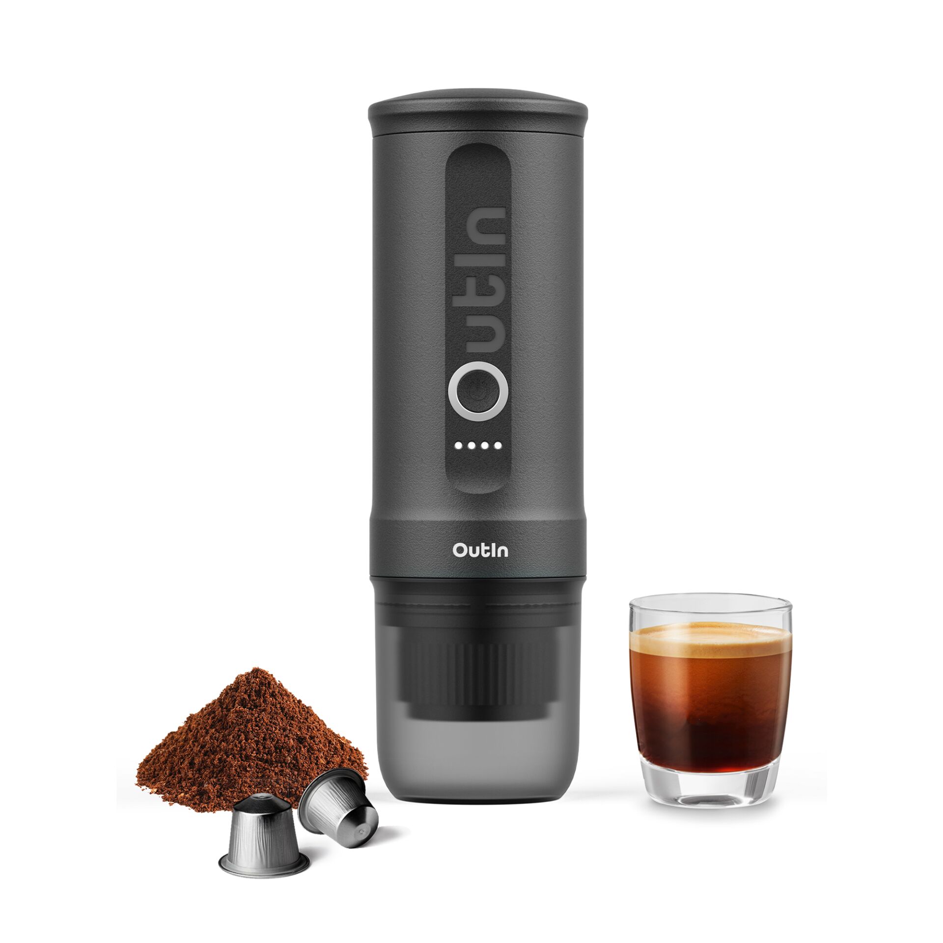Outin - Nano Espresso Maker - Vesmírně šedý přenosný kávovar na espresso