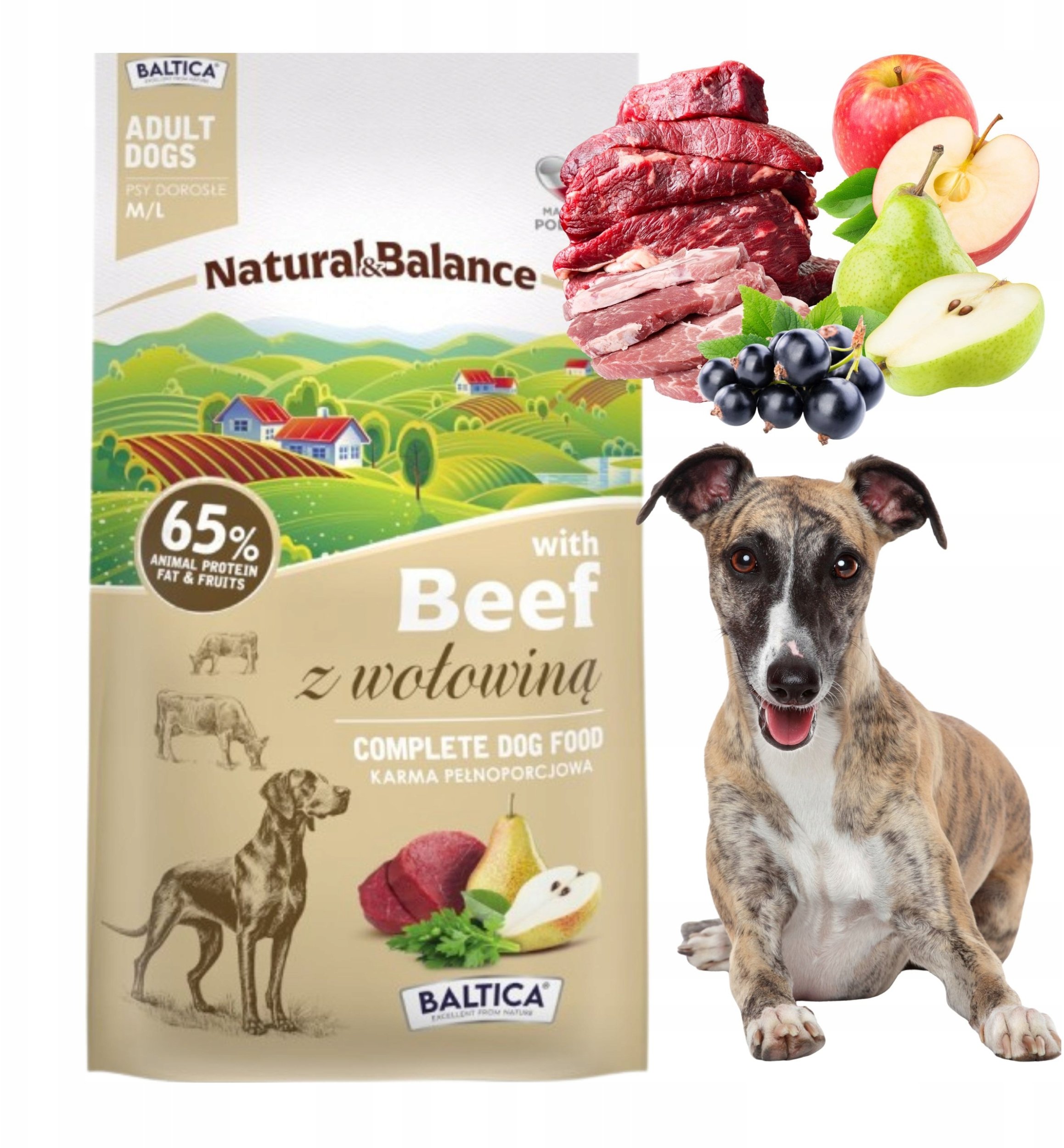 BALTICA Natural & Balance Beef M/L – suché krmivo pro psa - 3kg