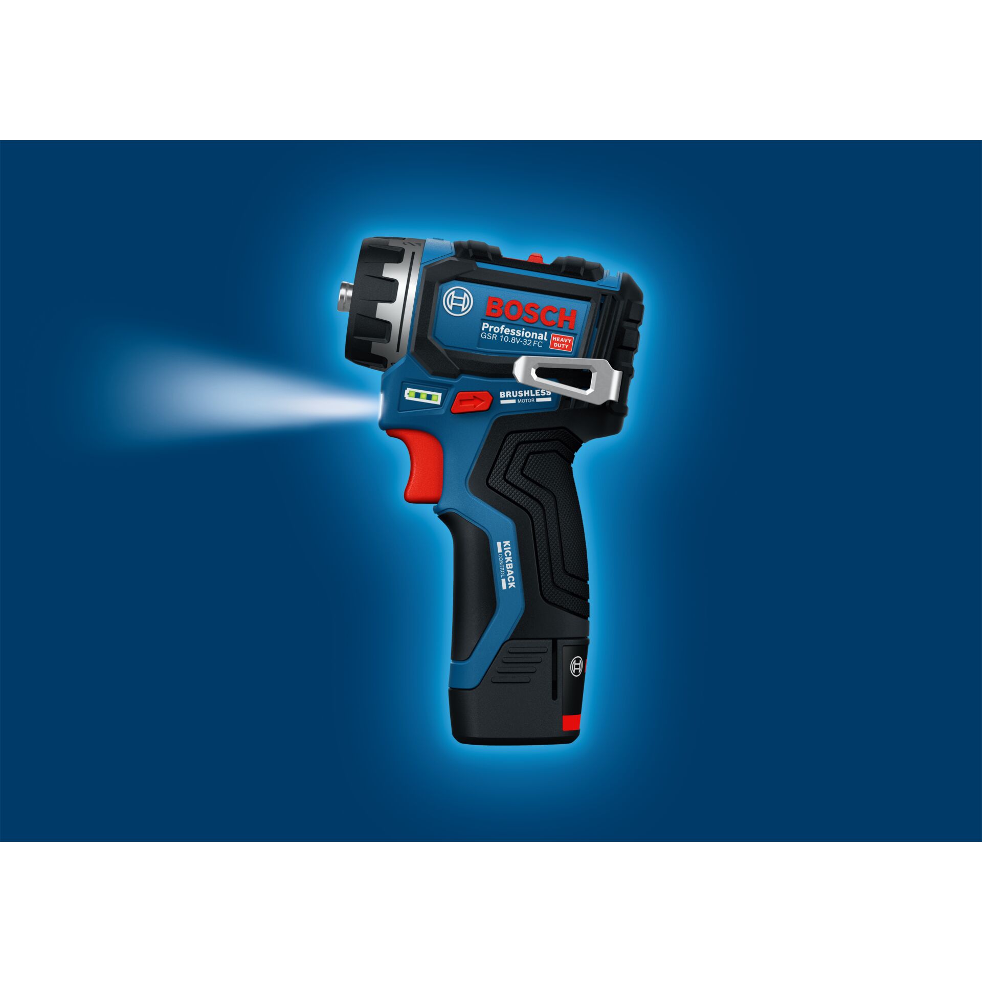 Bosch Powertools Akumulátorová vrtačka/šroubovák GSR 12V-32 FC Professional, 12 V (modrá/černá, 2x Li-ion baterie 2,0 Ah, L-BOXX, kovové sklíčidlo, nástavec na vrtací kladivo)