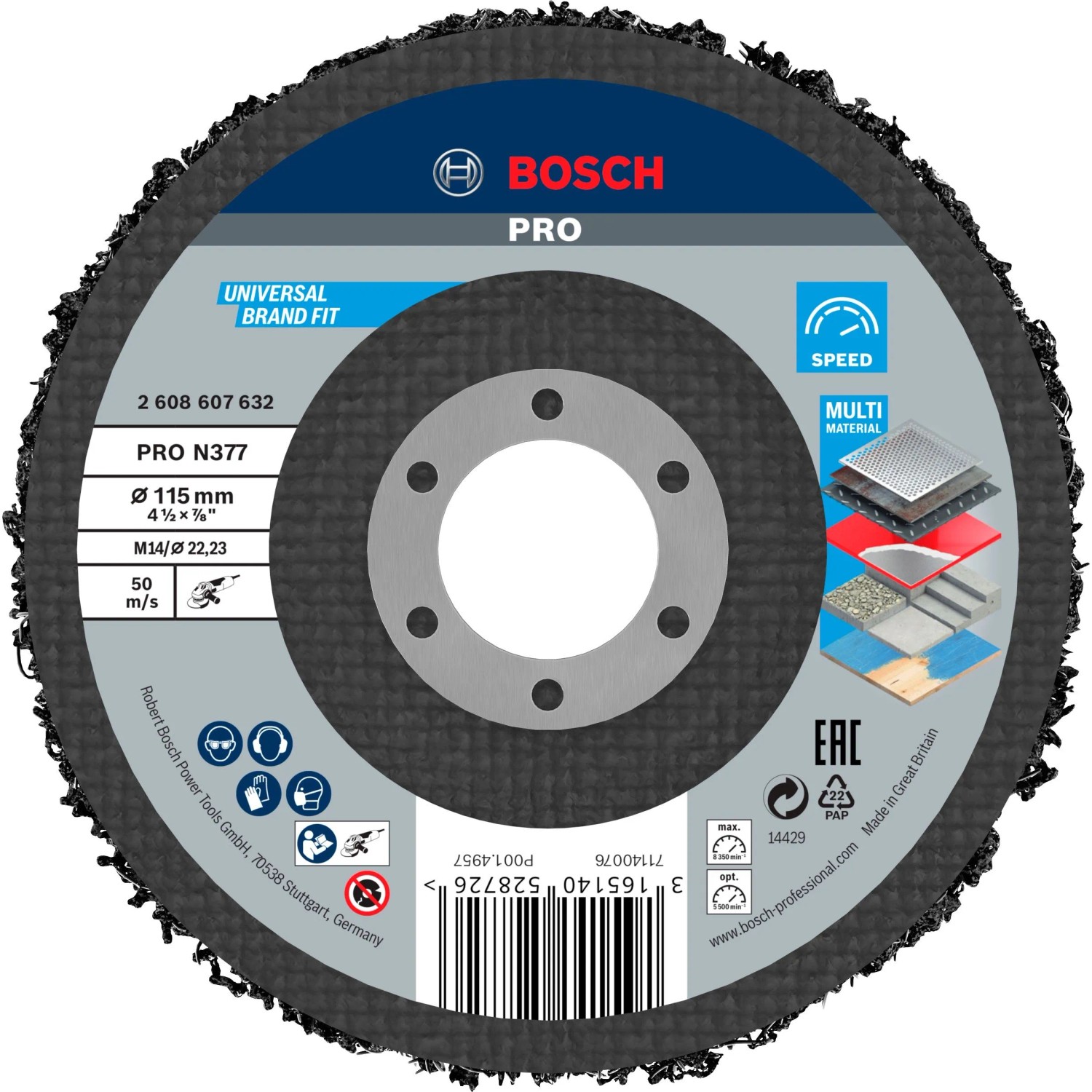 Bosch PRO Čisticí kotouč Bosch N377 na kov O 115 mm x 22,23 mm