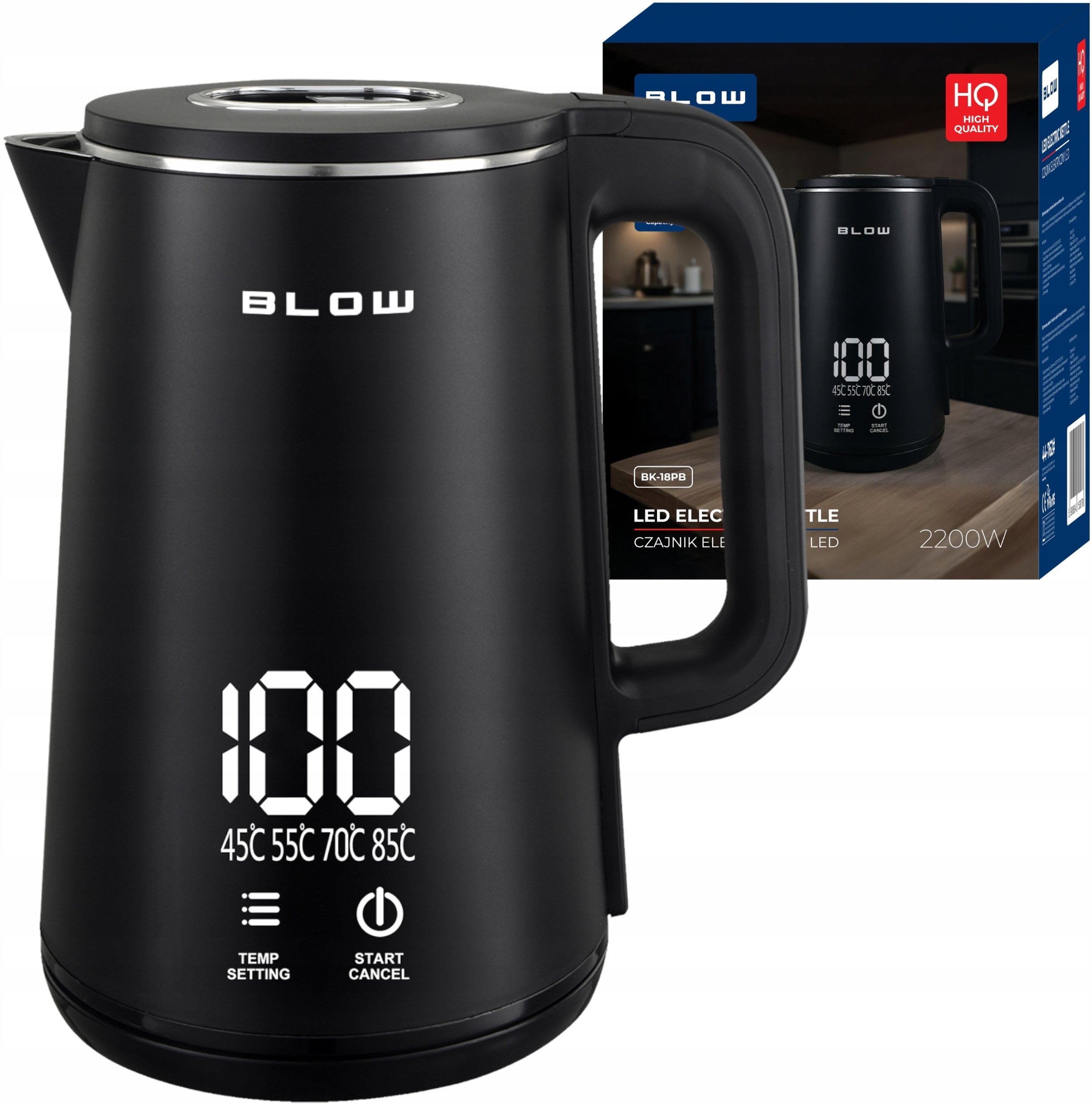 Konvice BLOW Černá s displejem 2200W BK-18PB