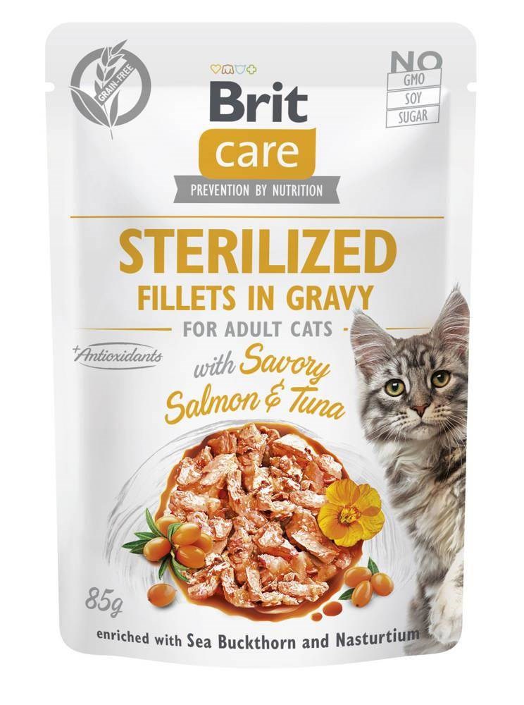 BRIT Care Cat Sterilized Salmon&Tuna Pouch - wet cat food - 85 g