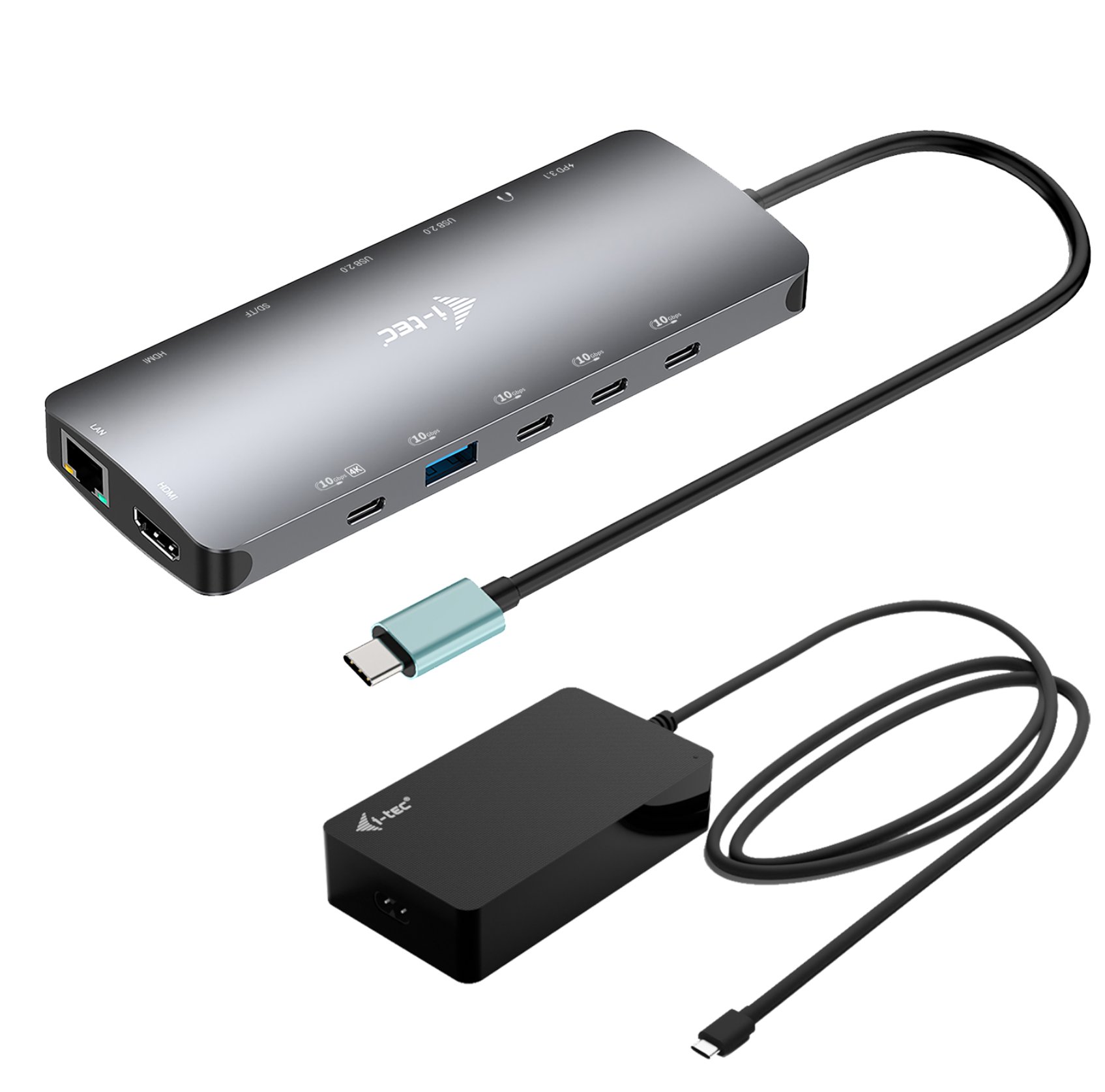 i-tec USB-C Metal Nano 3x Display Dock, 2x HDMI 1x USB-C video, PD 140W + i-tec Universal Charger 140 W