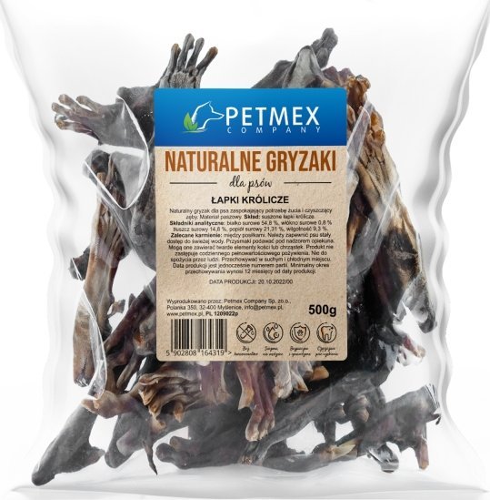 PETMEX Králičí packy se srstí Mono – pamlsek pro psa – 500g
