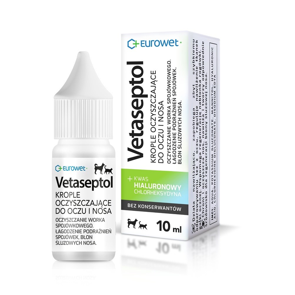 EUROWET Vetaseptol - čisticí kapky na oči a nos pro psy a kočky - 10 ml