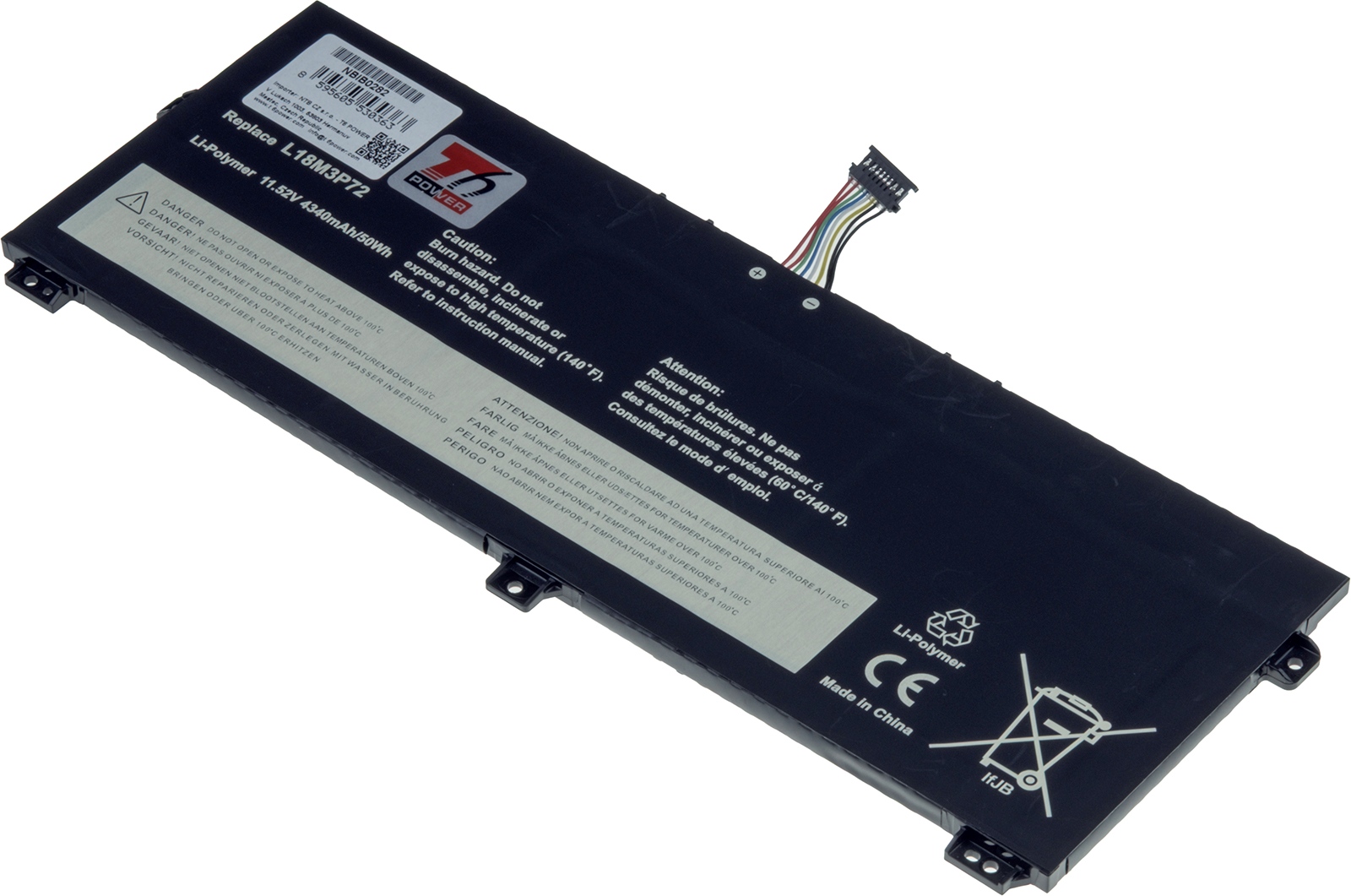 Baterie T6 Power pro Lenovo ThinkPad X13 Yoga Gen 1, X390 Yoga, 4340mAh, 50Wh, 3cell, Li-Pol