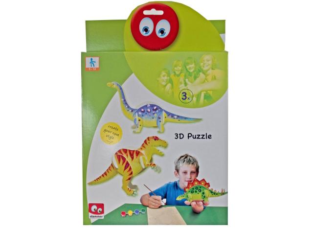 Drevené puzzle v krabičke - dinosaurus 3D