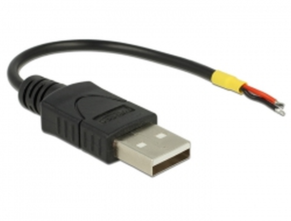 Delock Kabel USB 2.0 Typ-A samec > 2 x dráty bez konektoru 10 cm