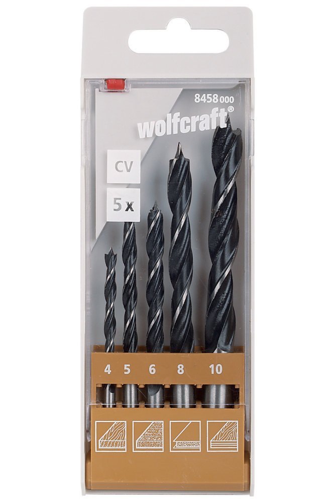 Wolfcraft Wolfcraft Sada 5ks spirálový vrtáky do dřeva CV o4-10mm 8458000
