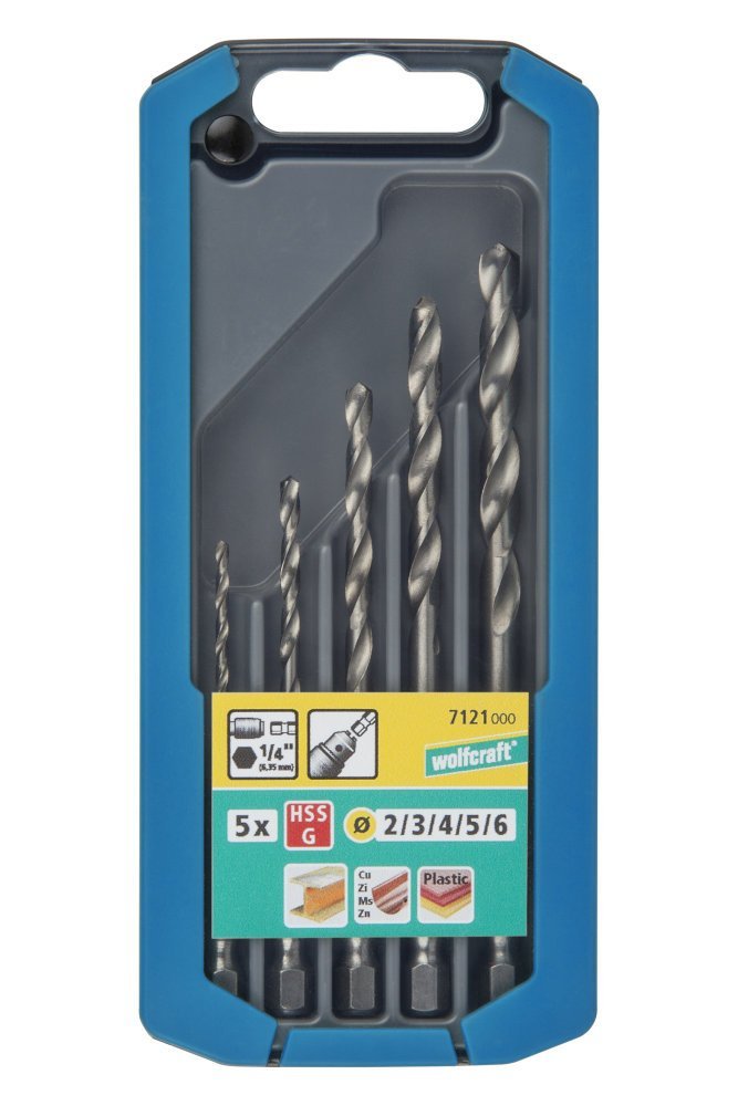 Wolfcraft Wolfcraft Sada 5ks spirálové vrtáky do kovu HSS S=6-kt.o2-6mm 7121000