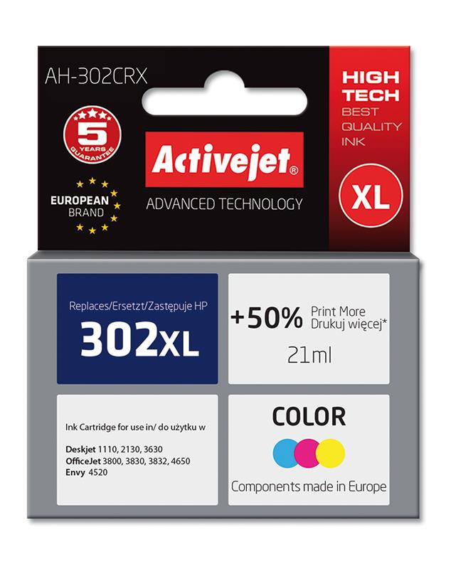 Activejet AH-302CRX ink for HP printer; HP 302XL F6U67AE replacement; Premium; 21 ml; color