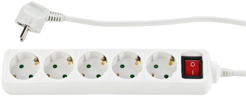 REV Tischsteckdose 5-fach 3,0 m s Schalter biela