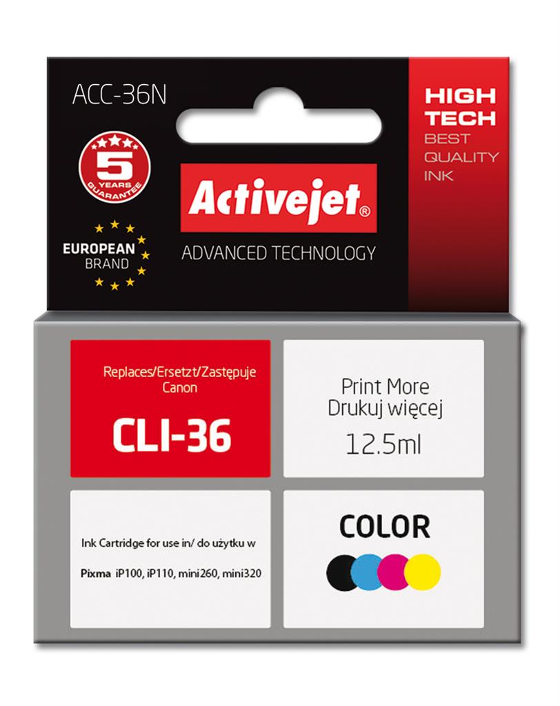 Activejet ACC-36N ink for Canon printer; Canon PGI-36 replacement; Supreme; 12.5 ml; color