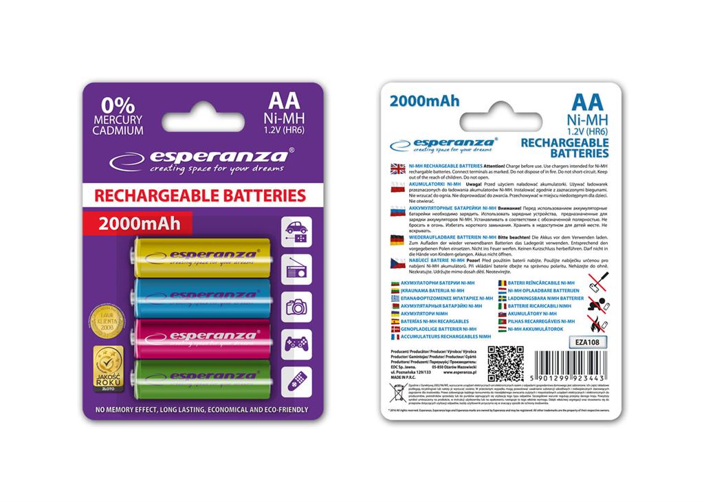 Esperanza AA 2000mAh 4ks EZA108 - 5901299923443