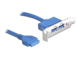 DeLock záslepka 1x interný 19pin USB 3.0&gt; 2 x USB 3.0-A samica externé - low profile