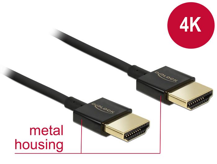 DELOCK 84774 Delock Cable High Speed HDMI with Ethernet A male > A male 3D 4K 3m Slim