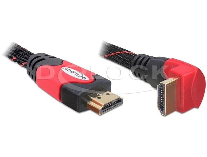 Delock HDMI 1.4 kábel A / A samec / samec pravouhlý, dĺžka 2 metre
