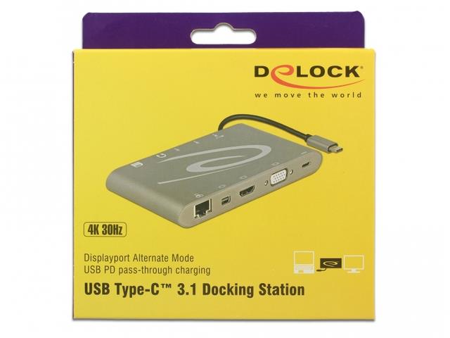 DeLock 87297 Dockingstation USB Type-C 3.1 Dockingstation 4K 30 Hz