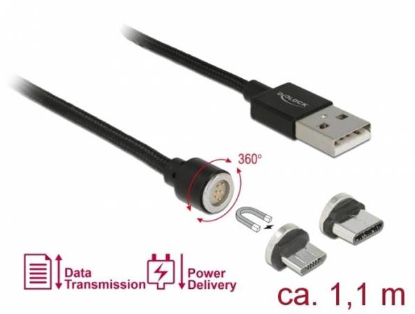 Magnetisches USB Daten- und Ladekabel USB A > Micro USB + USB-C