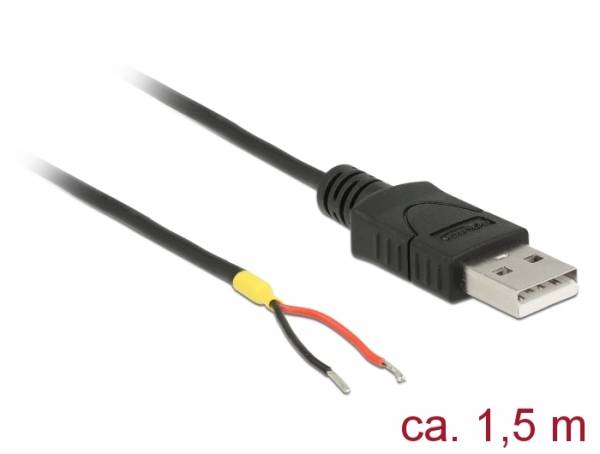 Delock Kabel USB 2.0 Typ-A samec > 2 x dráty bez konektoru 1,5 m Raspberry Pi