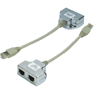 Rozbočovač 1xRJ45 na 1xRJ11 + RJ45 STP Cat5e