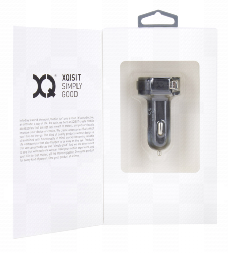XQISIT auto nabijacka 6A Dual USB+micro USB cierna