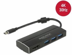 Adapter USB C 3.1 > 3x USB 3.0 A Hub + HDMI 4K
