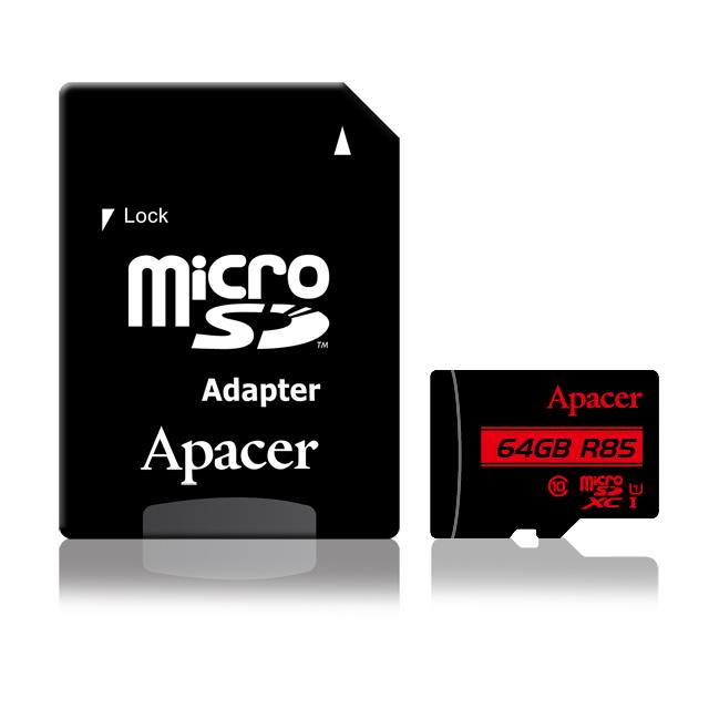 APACER AP64GMCSX10U5-R Apacer paměťová karta Micro SDXC 64GB Class 10 UHS-I +adapter