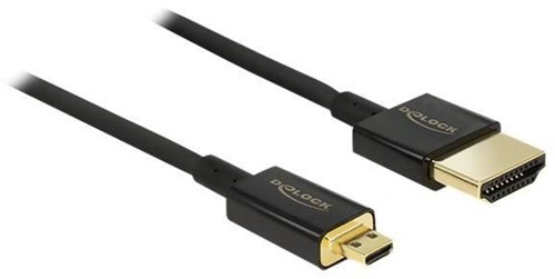 Delock Kábel High Speed HDMI s Ethernetom - HDMI-A samec > HDMI Micro-D samec 3D 4K 2 m Slim Premium