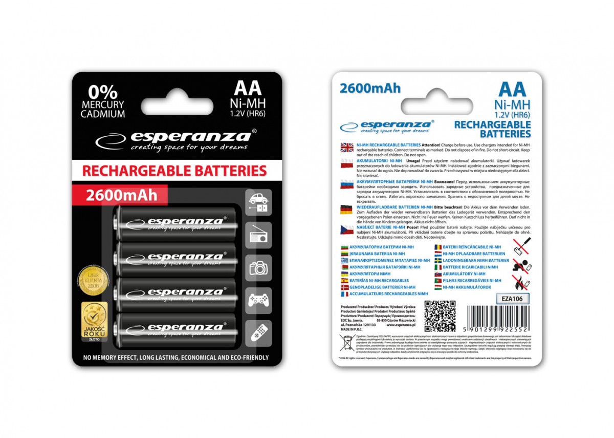 Esperanza AA 2600mAh 4 ks EZA106 - 5901299922552