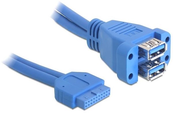 Delock kabel USB 3.0 pin konektor samice > 2 x USB 3.0-A samice