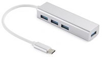 Sandberg HUB, USB-C -> 4x USB 3.0, stříbrná
