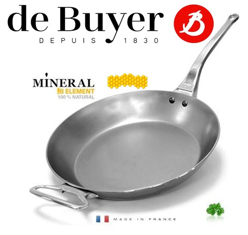 Ocelová pánev de Buyer, 5680.32, Mineral B PRO, ocel, nerez rukojeť a ouško, 32 cm
