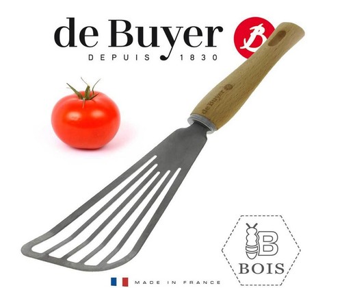 Kuchyňské potřeby de Buyer, 2701.07, s otvory, na omelety, B BOIS, nerez a bukové dřevo, robustní