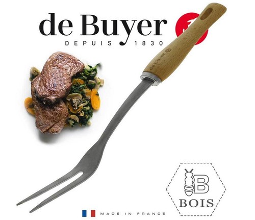 Vidlička de Buyer, 2701.10, B BOIS, nerez a bukové dřevo, robustní