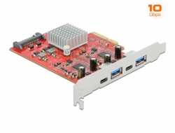 Delock Karta PCI Express x4 na SuperSpeed USB 10 Gbps s 2 x USB Typu-A a 2 x USB Type-C™ - dvoukanálová