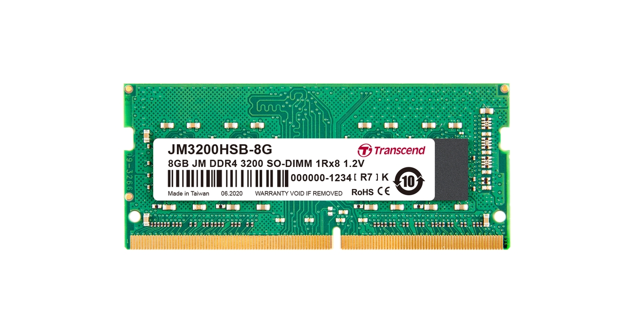 Transcend 8GB DDR4 3200 MT/s SODIMM 260pin 1R x8 unbuffered