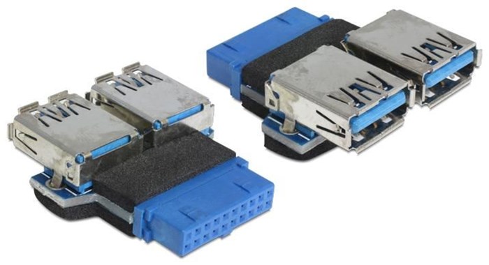 Delock Adapter USB 3.0 pin konektor samica > 2 x USB 3.0 samica – vedľa seba