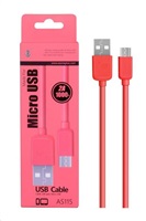 PLUS datový a nabíjecí kabel AS115, konektor micro USB, červená