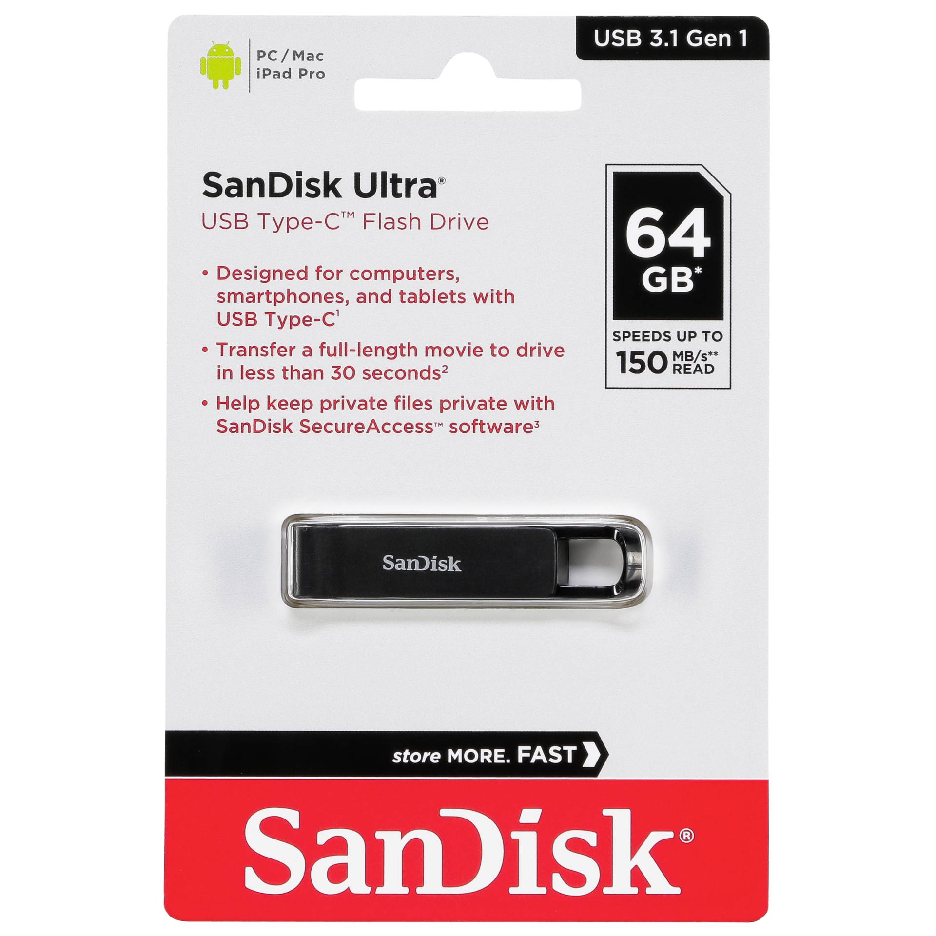 SanDisk Ultra USB Type C    64GB Read 150 MB/s   SDCZ460-064G-G46